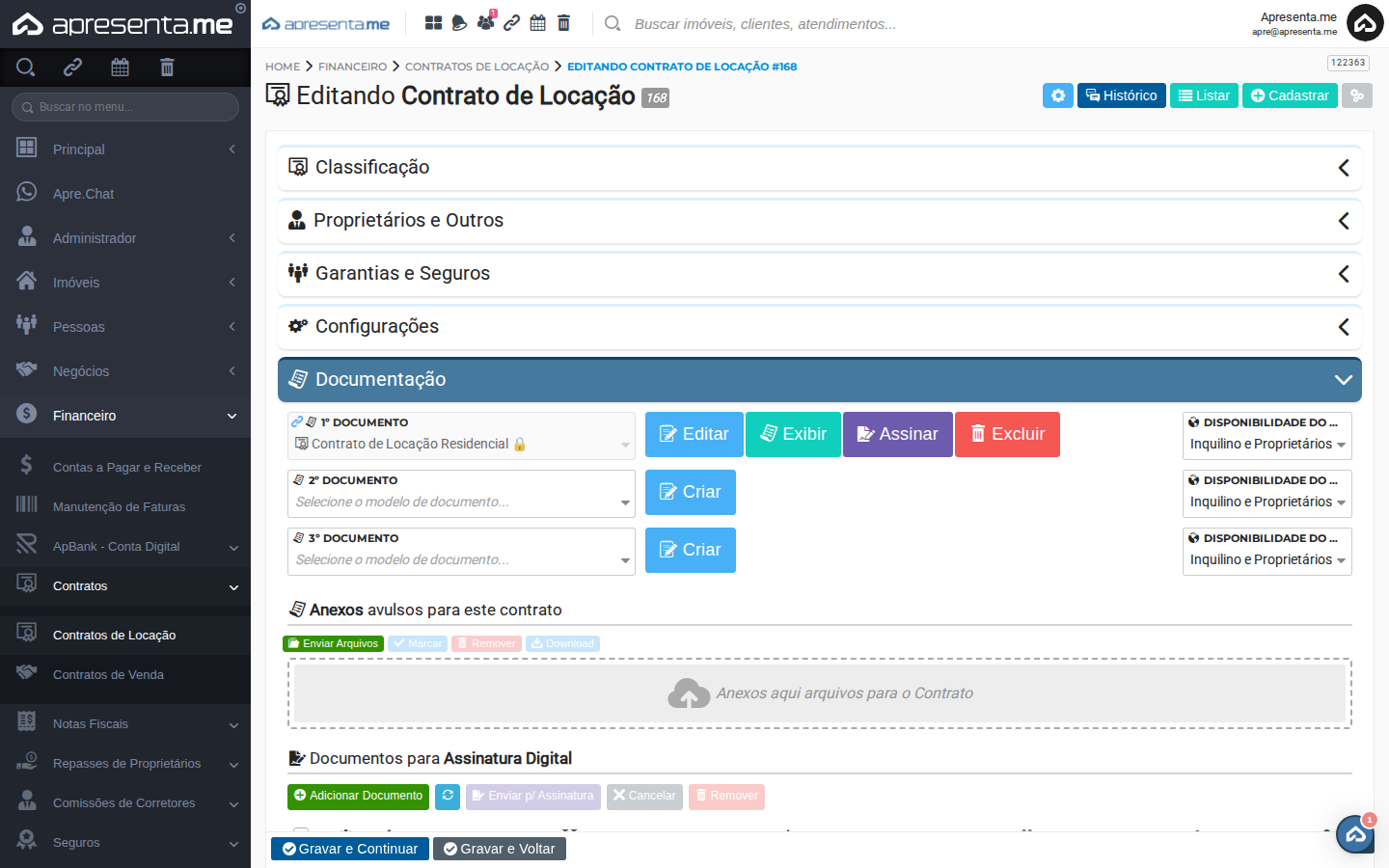 Formulário de renovação do contrato