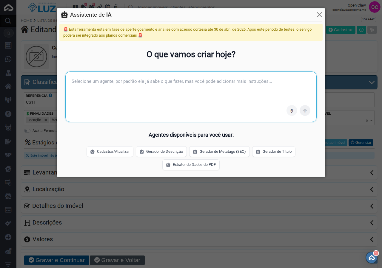 Selecionando o agente Gerador de Descrição