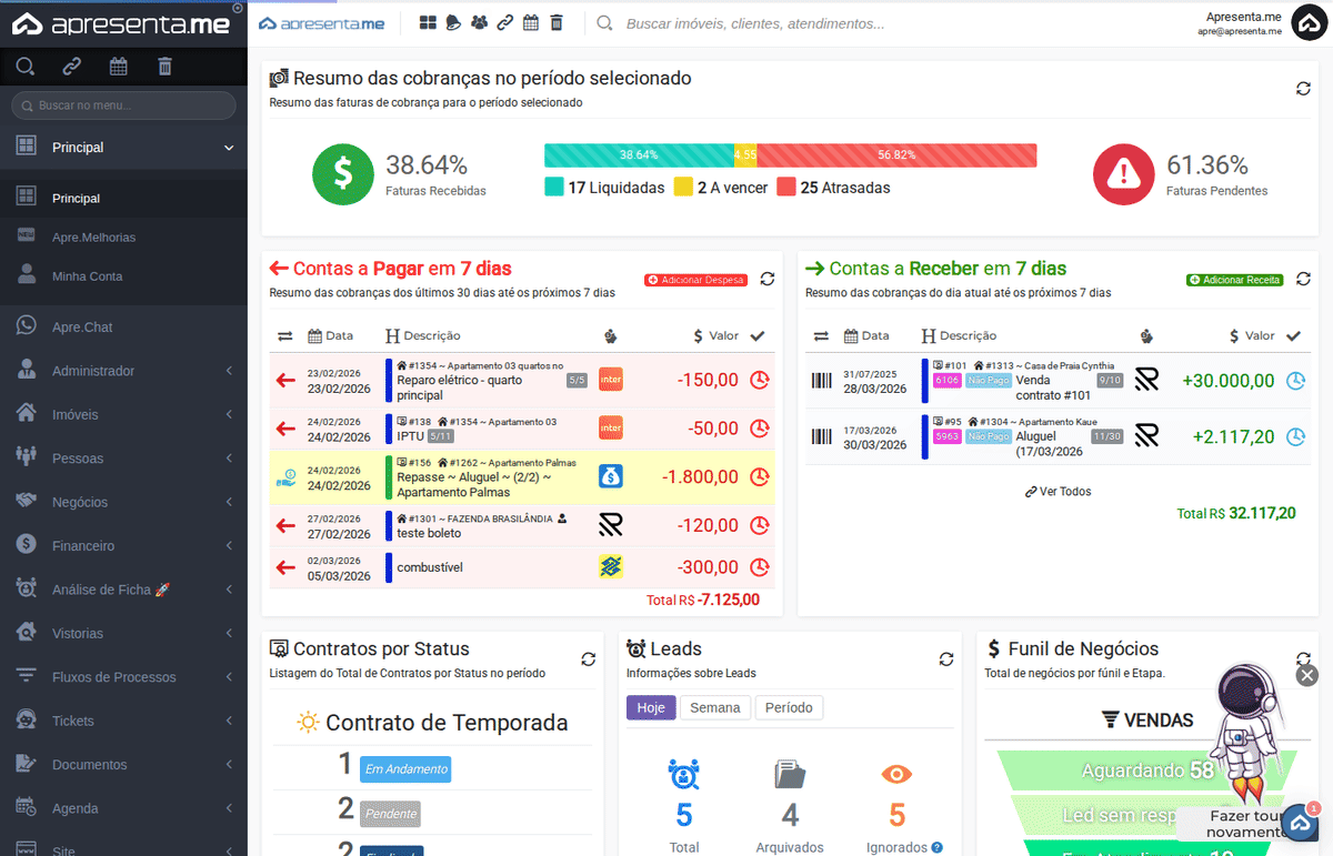 Navegação na Régua de Cobrança