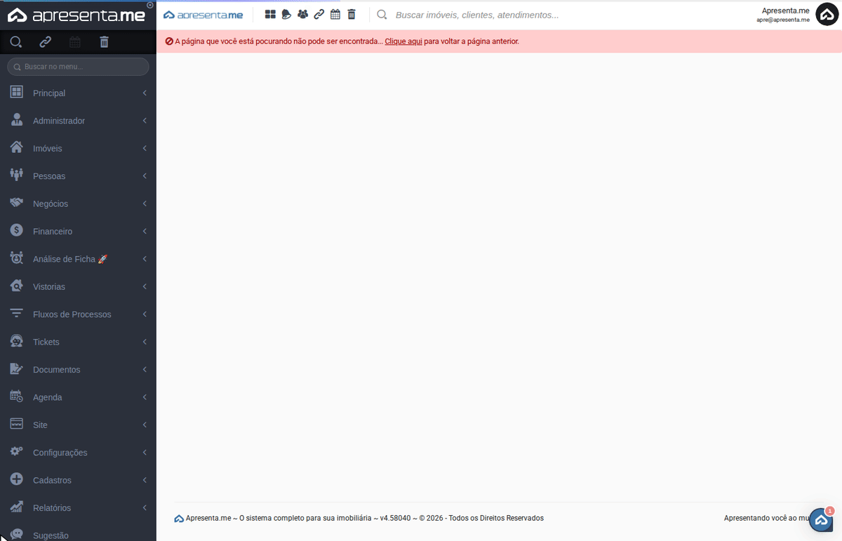 Navegação até a Régua de Cobrança
