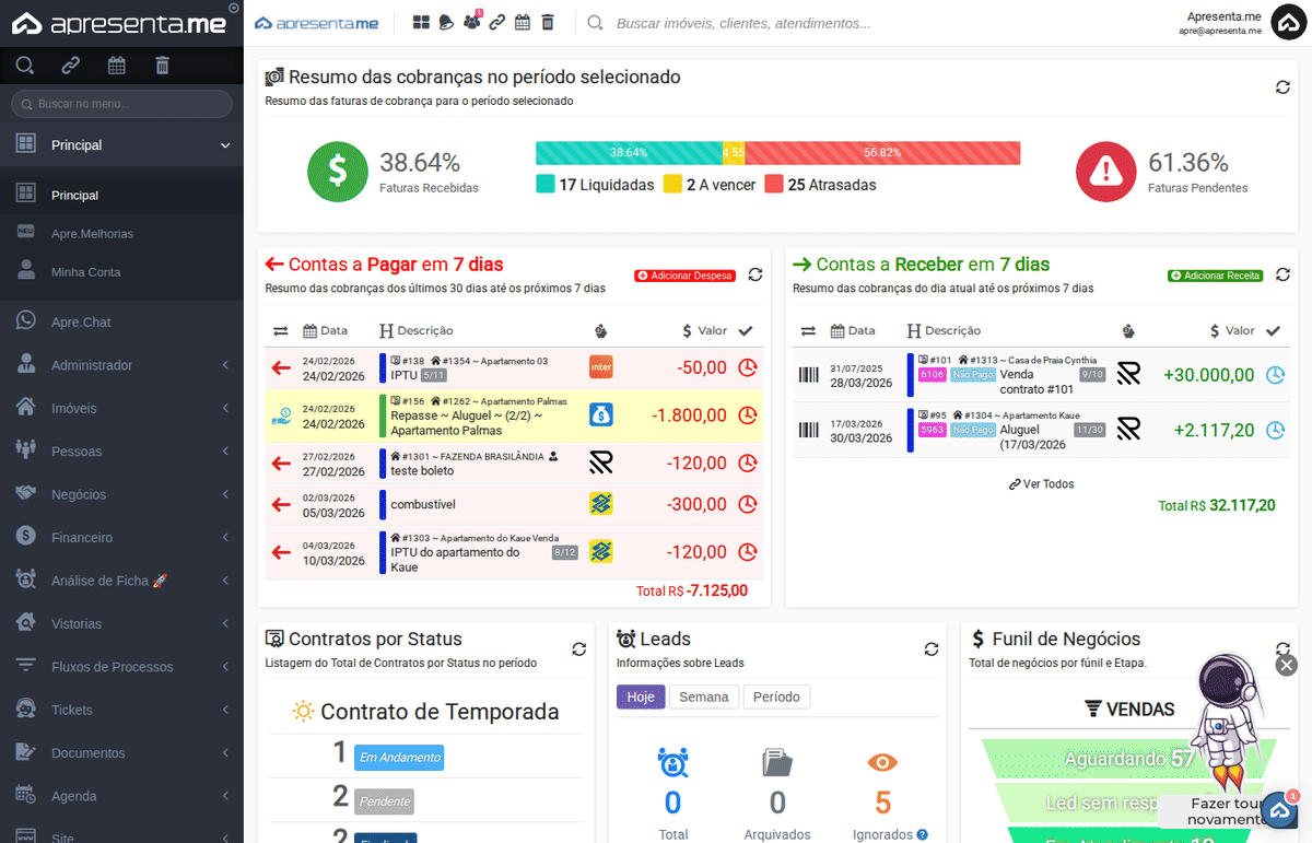 Navegação no módulo Contratos de Assinaturas