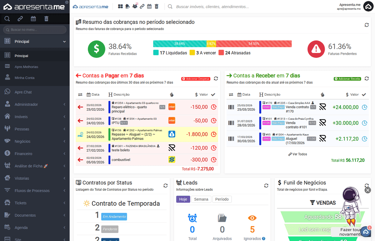 Navegando até Contas a Pagar e Receber