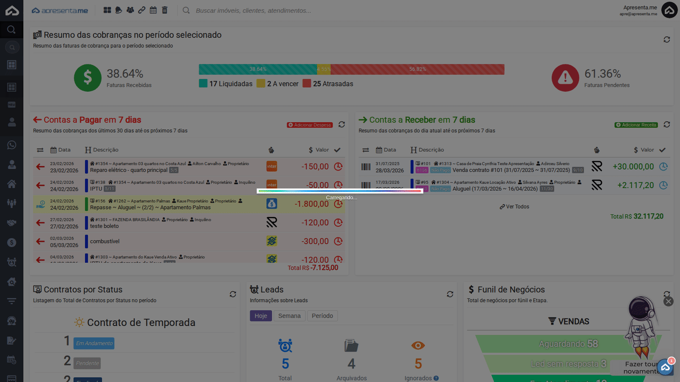 Menu lateral: Financeiro > Configurações > Régua de Cobrança