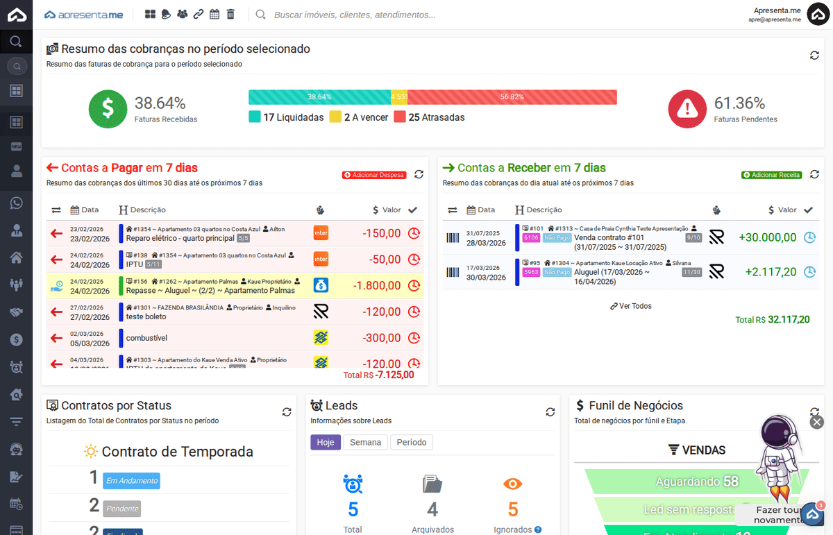 Navegação na Régua de Cobrança