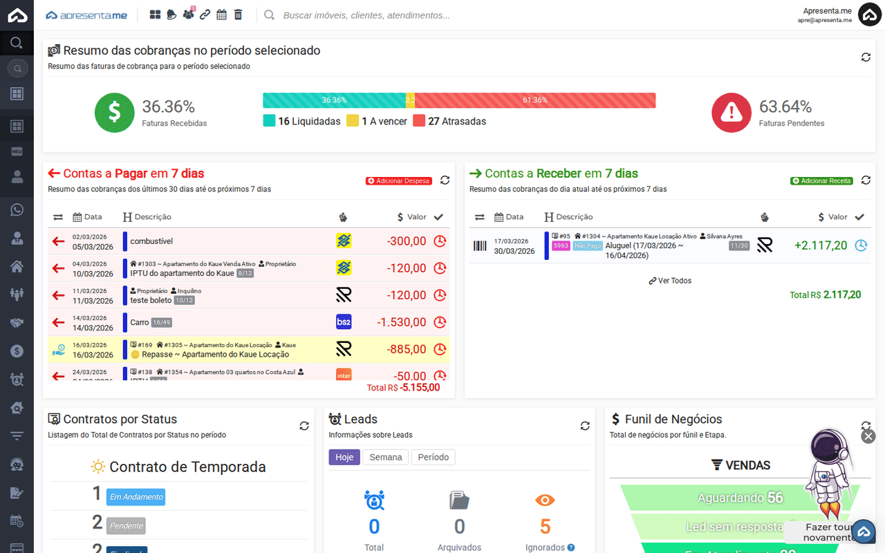 Navegação: Financeiro > Contratos > Contratos de Locação