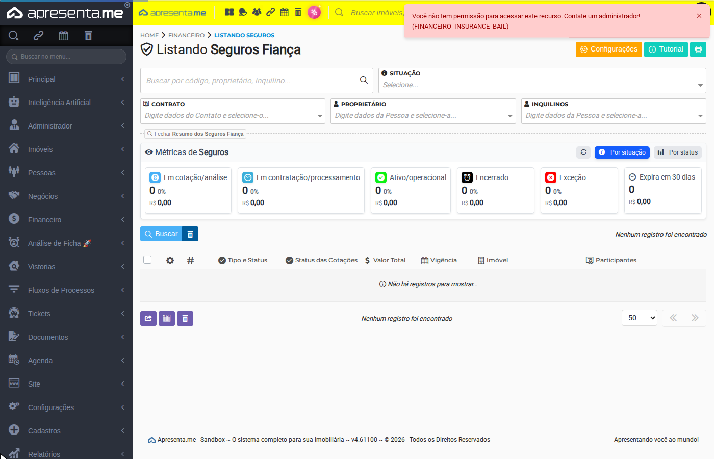 Tela de contratação do seguro