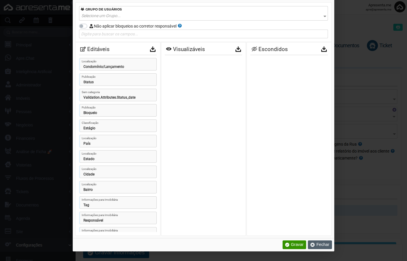 Lista de regras de título após configuração