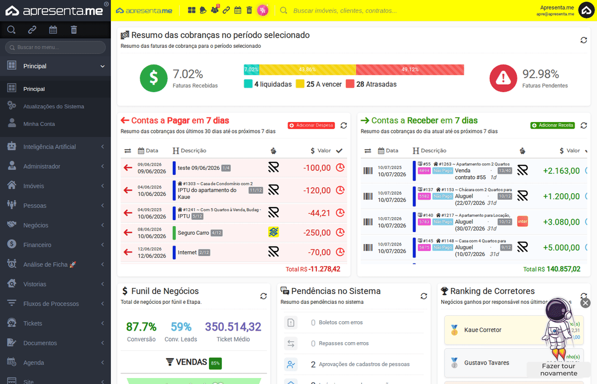 Navegação até o módulo Informativos via Apre.Chat