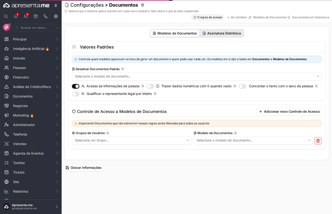 Formulário de geração de documento avulso