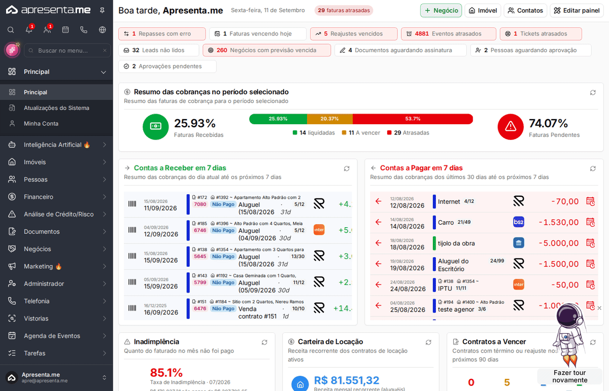 Navegação até o módulo de Históricos